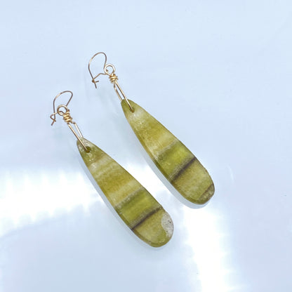 Yellow Fluorite gemstone Drop Earrings