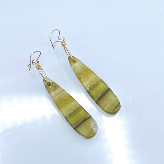 Yellow Fluorite gemstone Drop Earrings