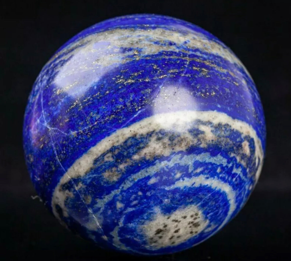 Natural Blue Lapis Lazuli Crystal Sphere Healing Ball with base