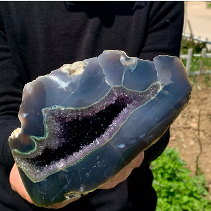 Natural Amethyst gemstone geode crystal cluster