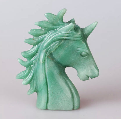 Natural Green Aventurine Unicorn Head