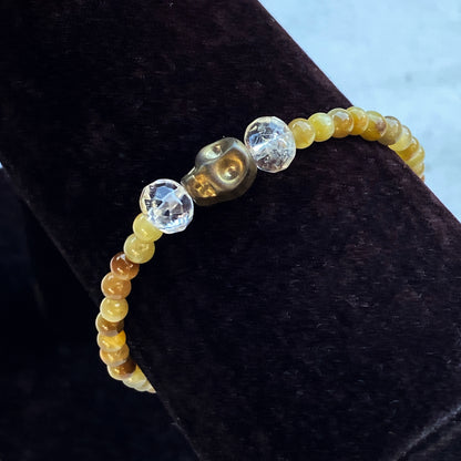 Tiger eye, Citrine, Gold Hematite gemstone stretch bracelet