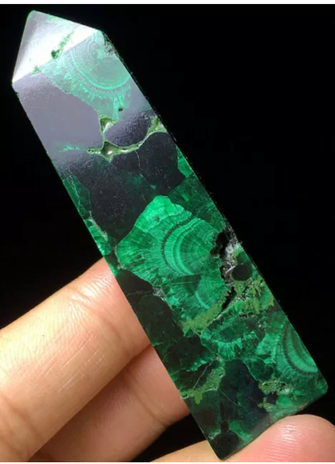 Natural Malachite gemstone Crystal Wand Point