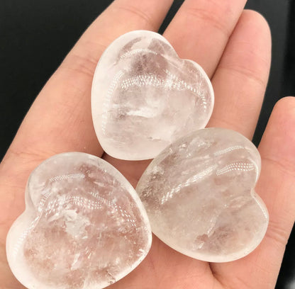 Natural Clear Quartz Hearts