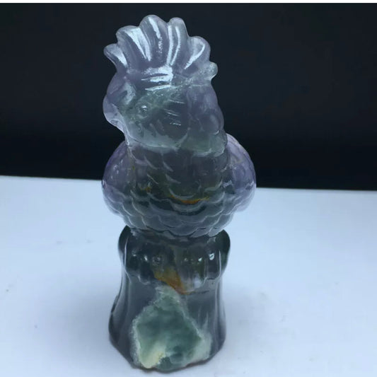 Fluorite gemstone carved Parrot Figurine