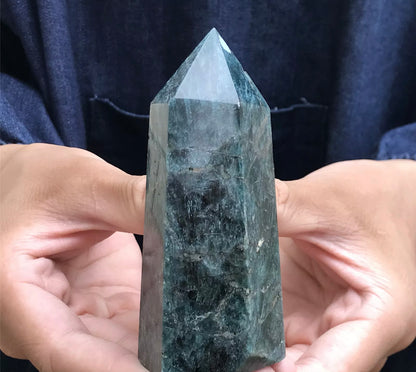 Natural Blue Apatite gemstone Tower Point Obelisk