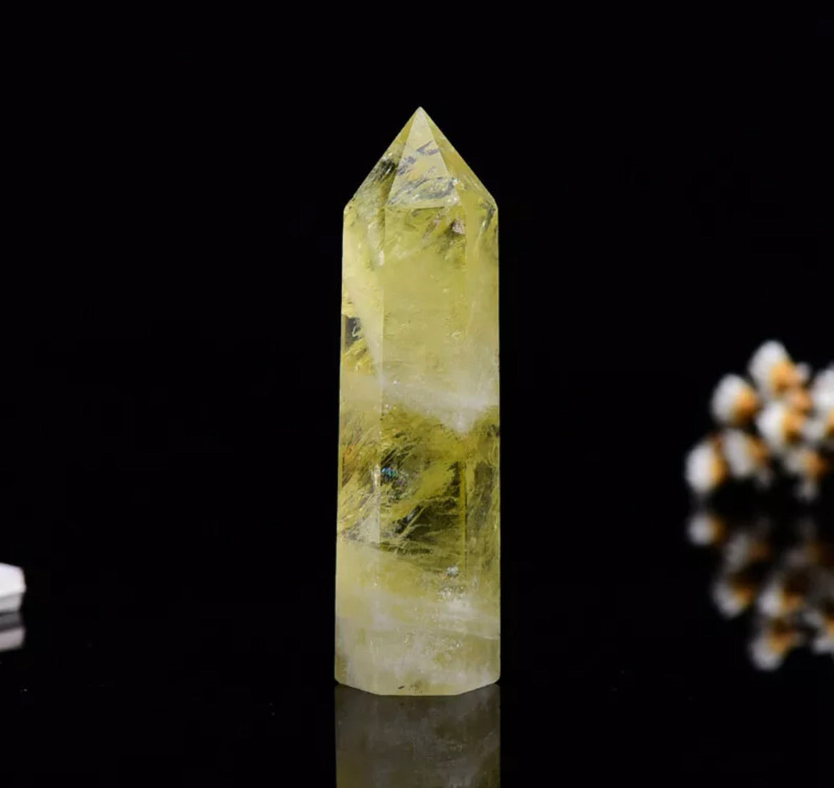 Natural Citrine Quartz Stone Obelisk Healing Crystal Point Wand Reiki