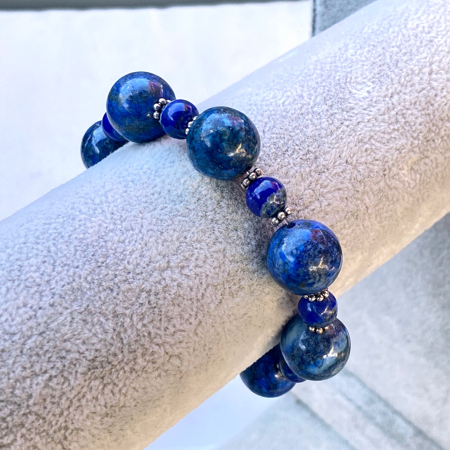 Lapis Lazuli gemstone and Sterling Silver Bracelet