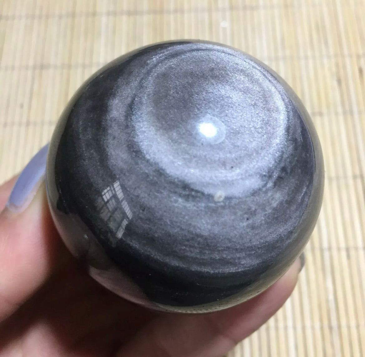 Natural Silver Obsidian Sphere - Crystal Reiki Healing Ball - 5 sizes