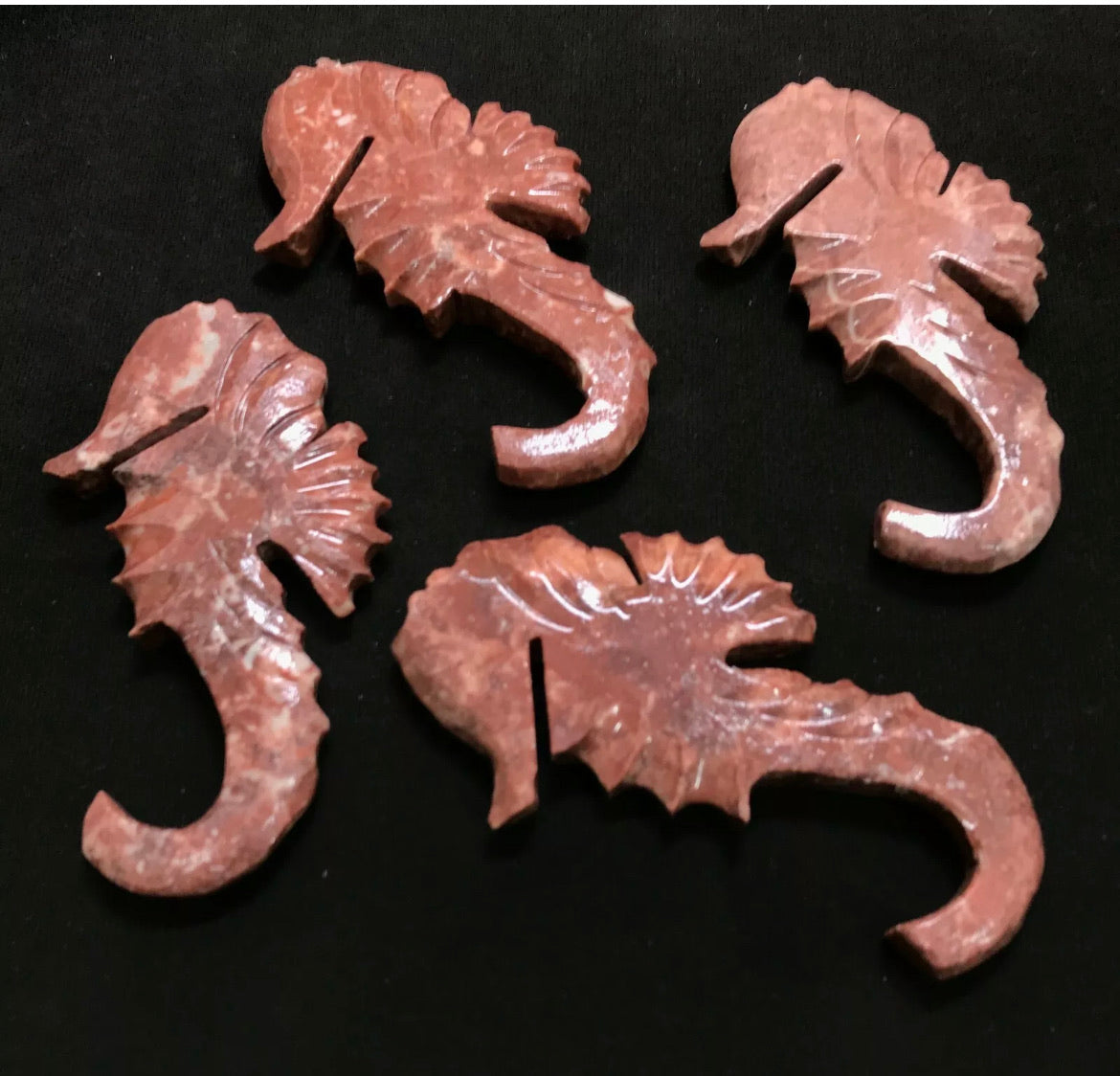 Natural Red Jasper gemstone carved Seahorse