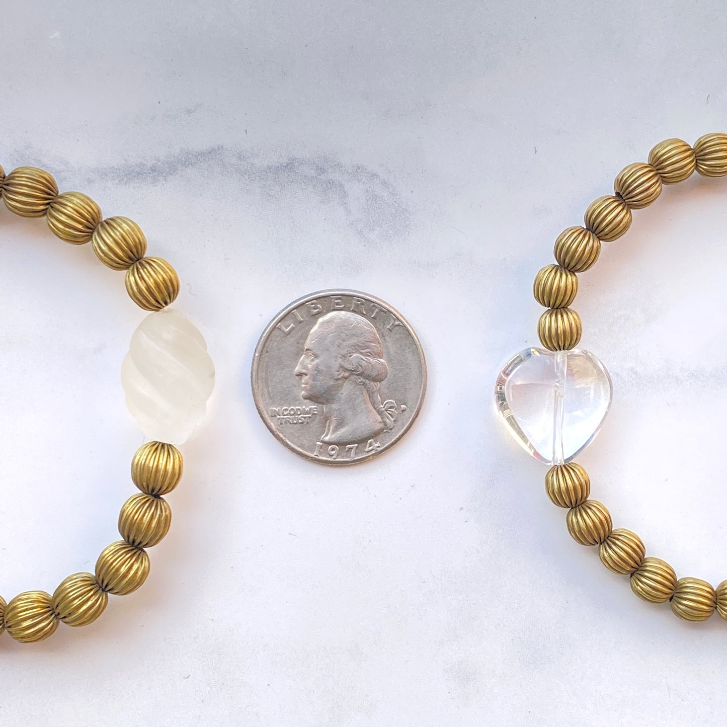 Brass and Quartz gemstone Stretch Bracelet