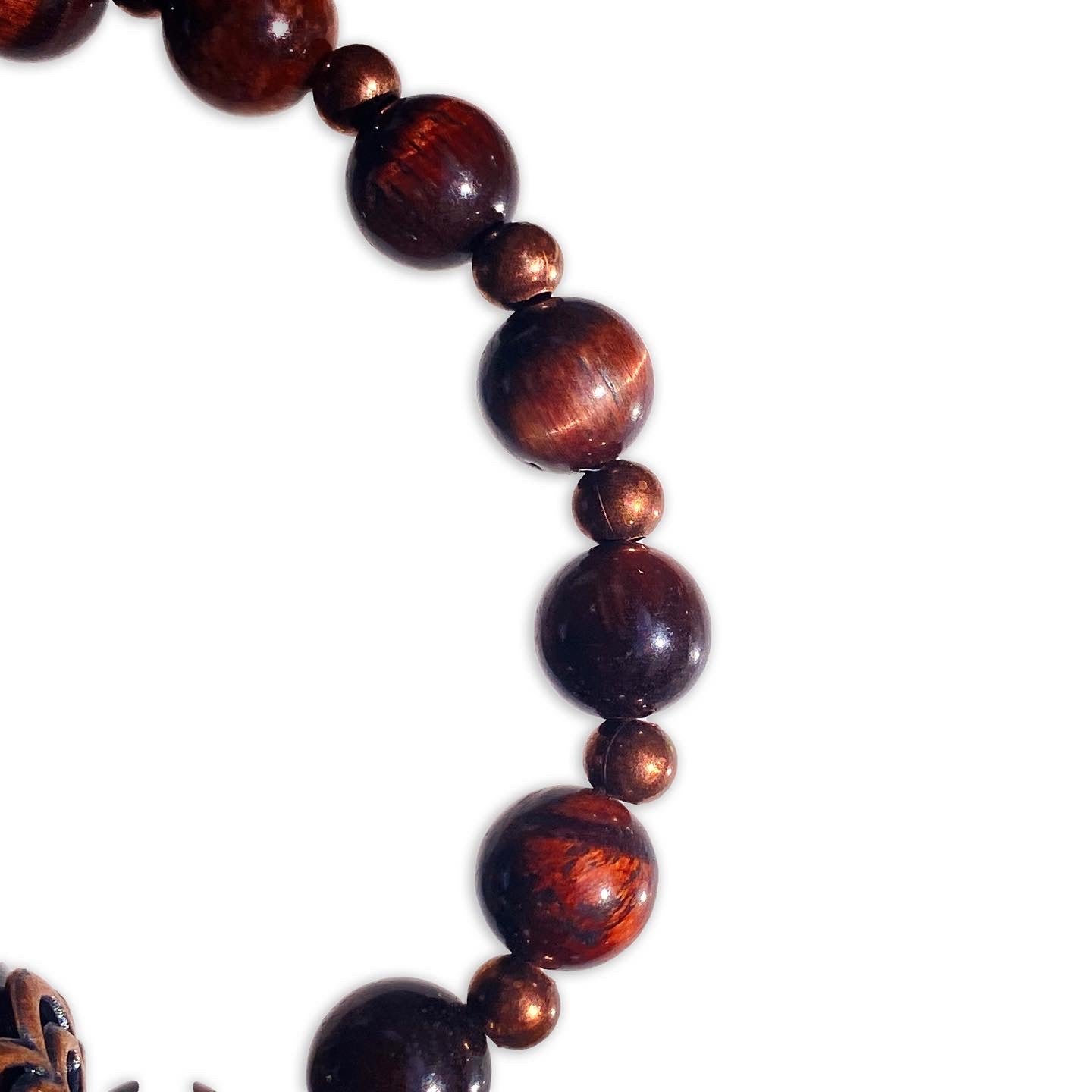 Red Tiger’s Eye gemstone and Copper stretch bracelet