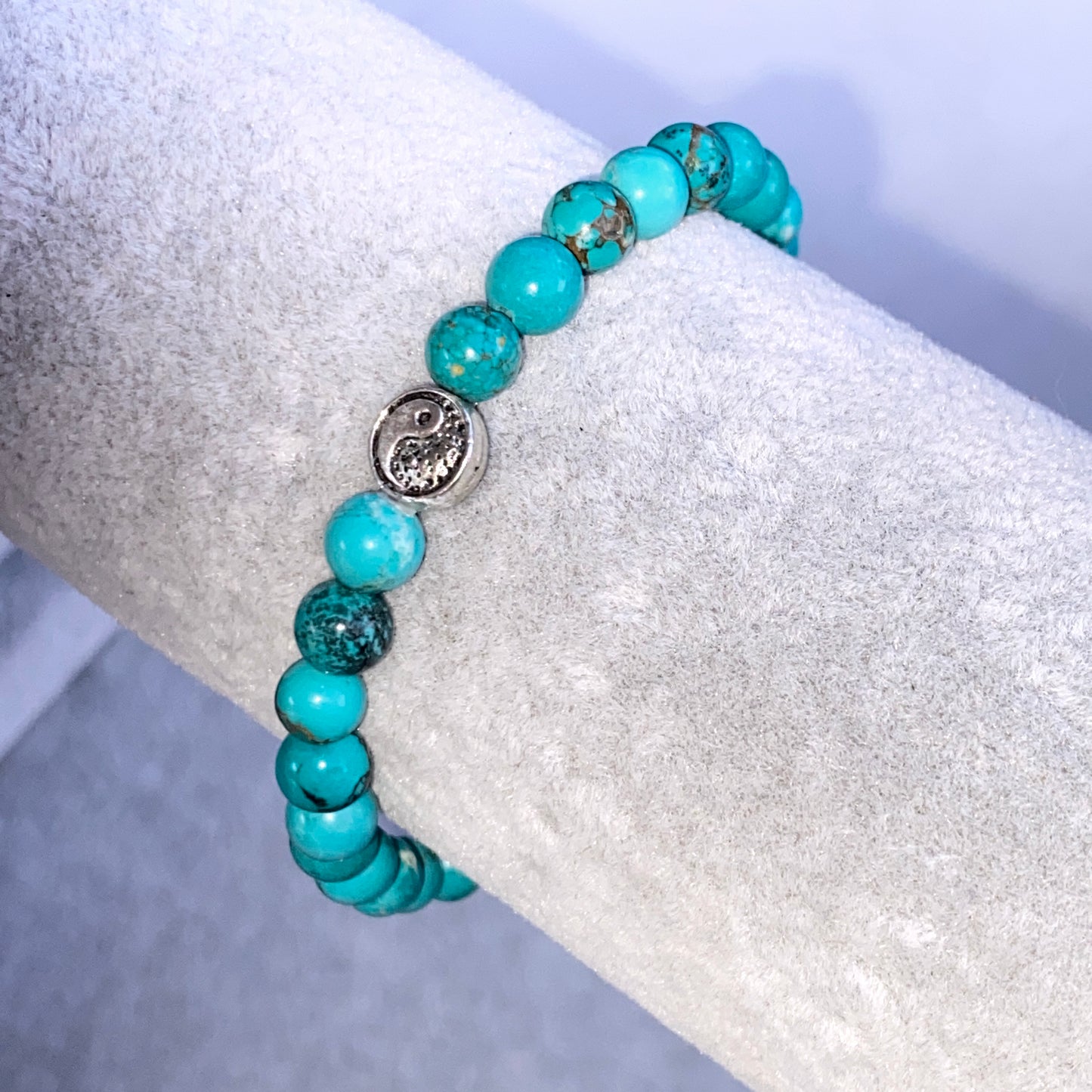 Turquoise and Pewter Yin Yang Bracelet