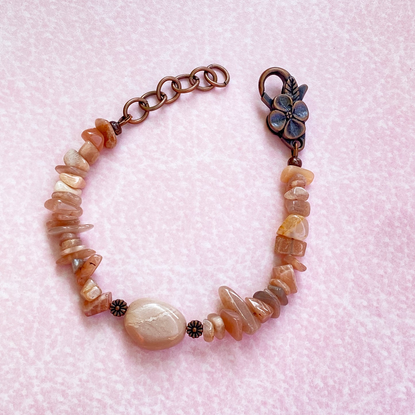 Sunstone gemstones and Copper stretch Bracelet