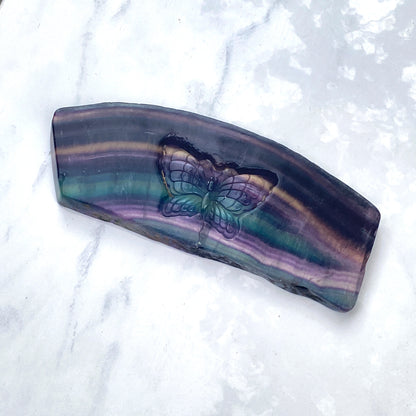 Natural Rainbow Fluorite Butterfly With Stand