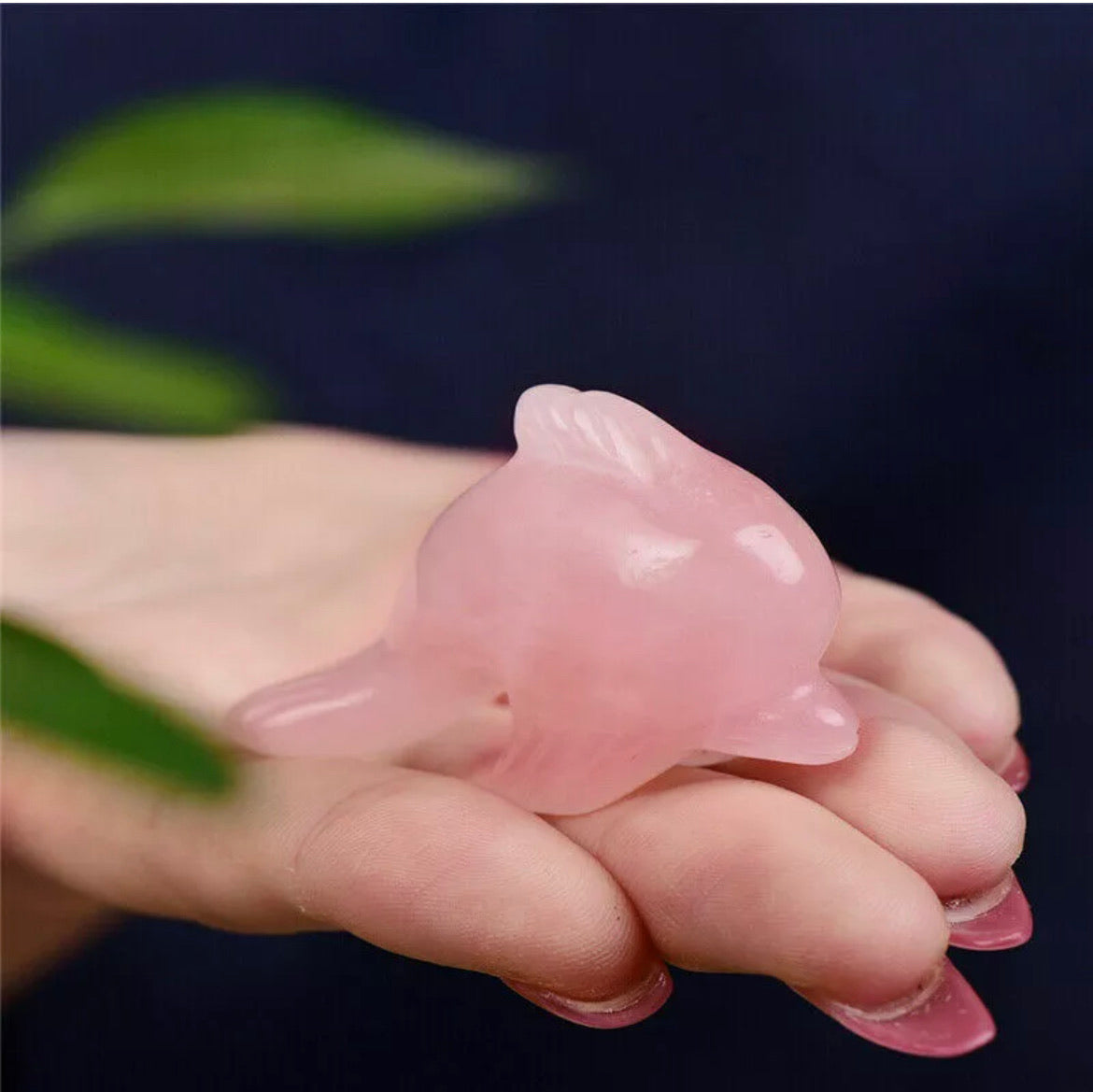 Natural Rose Quartz Dolphin