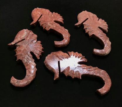 Natural Red Jasper gemstone carved Seahorse