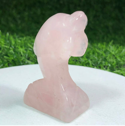 Natural Rose Quartz Dolphin semiprecious crystal gemstone figurine