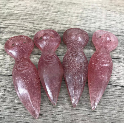 Natural Strawberry Quartz Goddess Totem