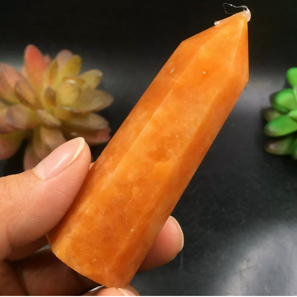 Natural Orange Calcite Crystal Wand