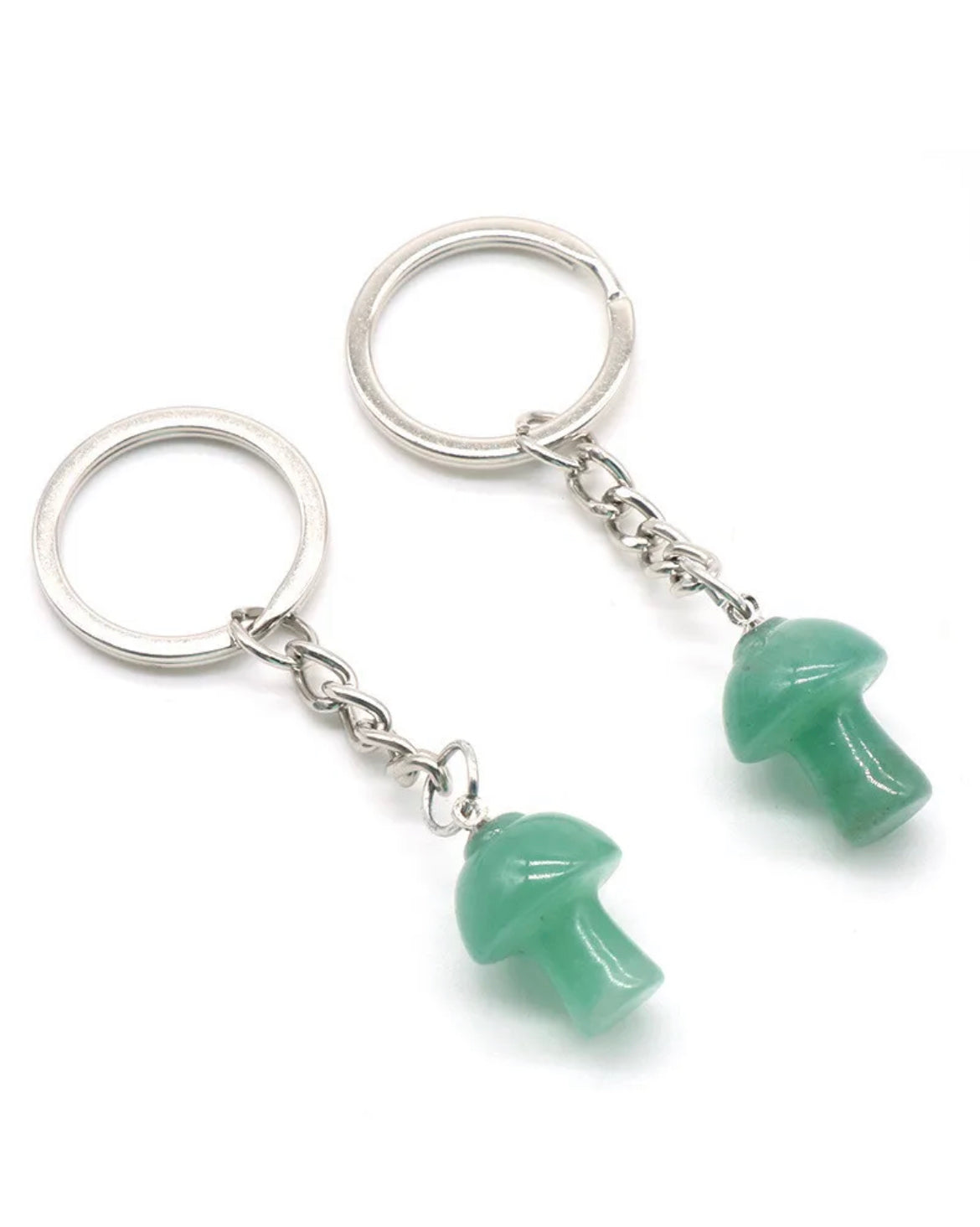 Green Aventurine Mushroom Keychain