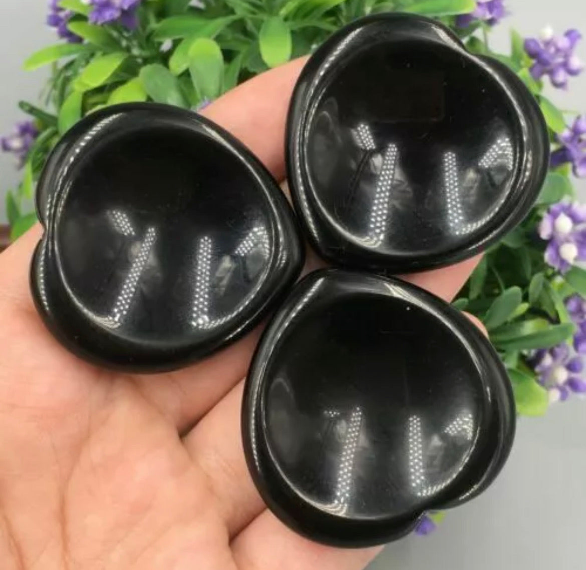 Natural Black Obsidian Heart Worry Stone