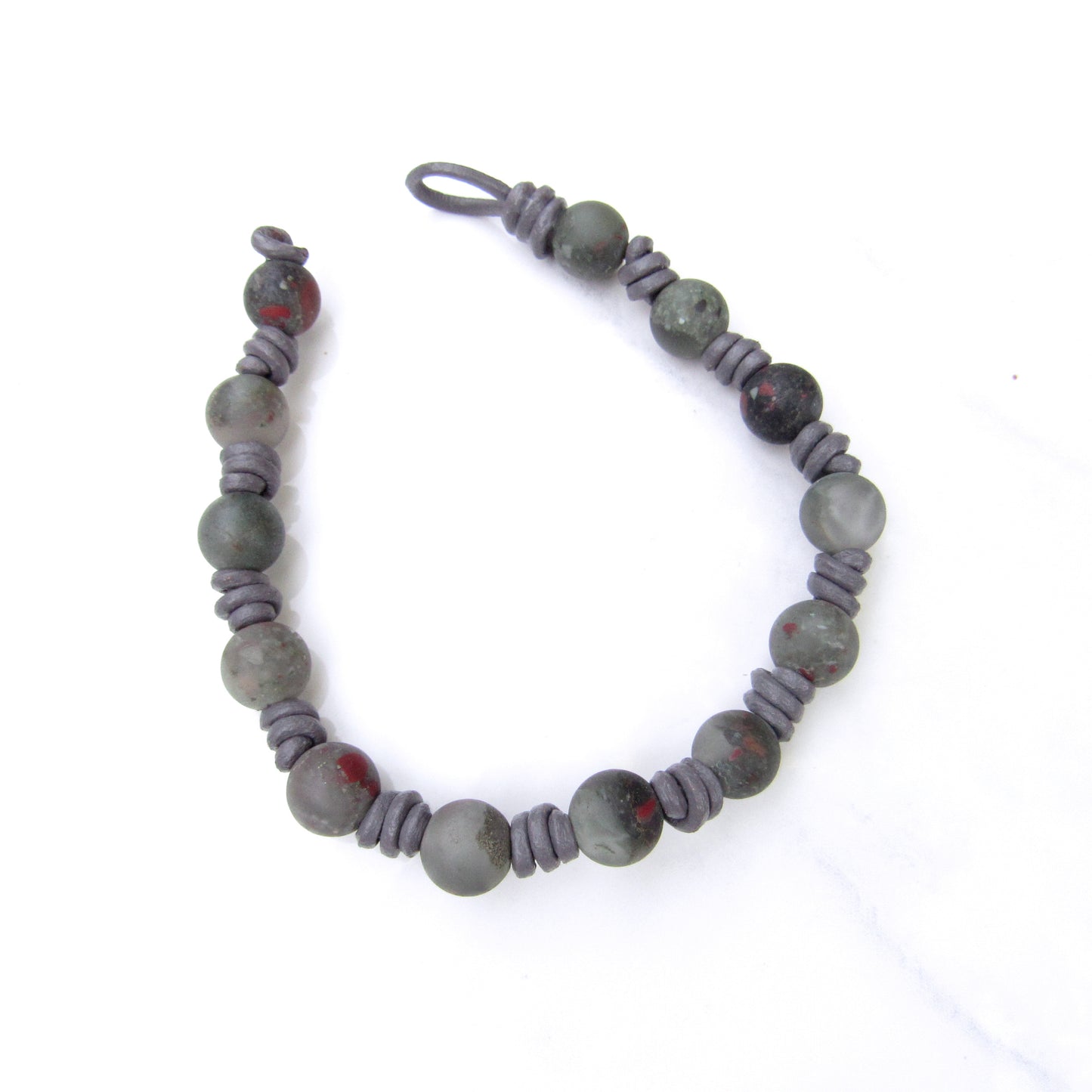 Men’s African Blood Stone Leather Bracelet