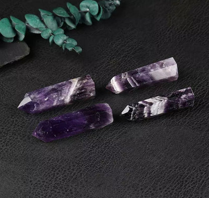 Natural Rock Dream Amethyst Quartz Crystal Point Wand Healing Stone Gift