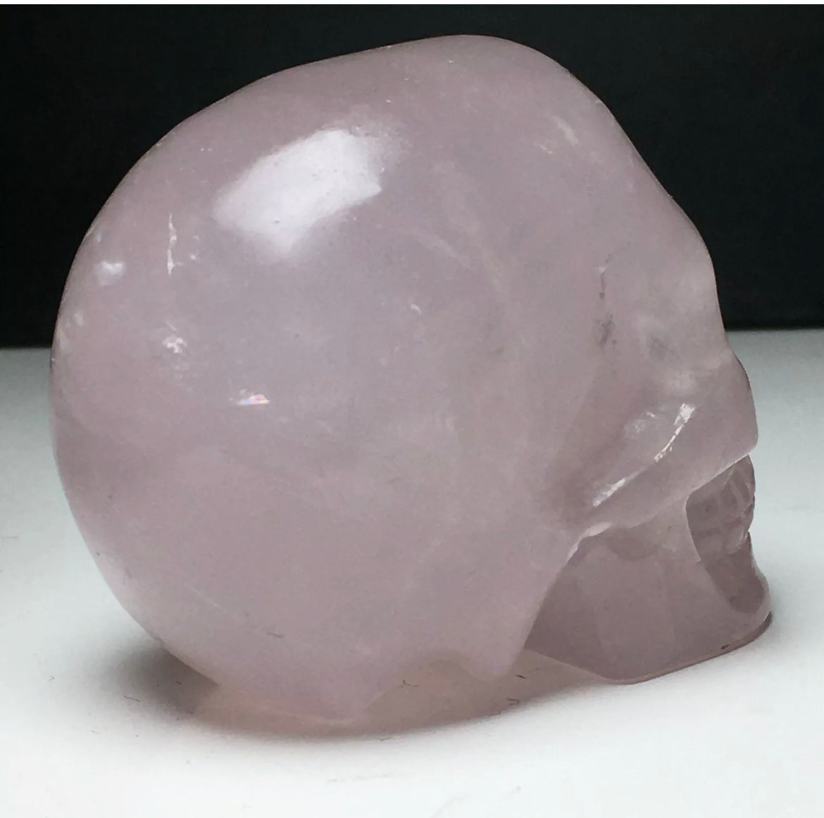 Natural Rose Quartz gemstone Carved Skull Figurine