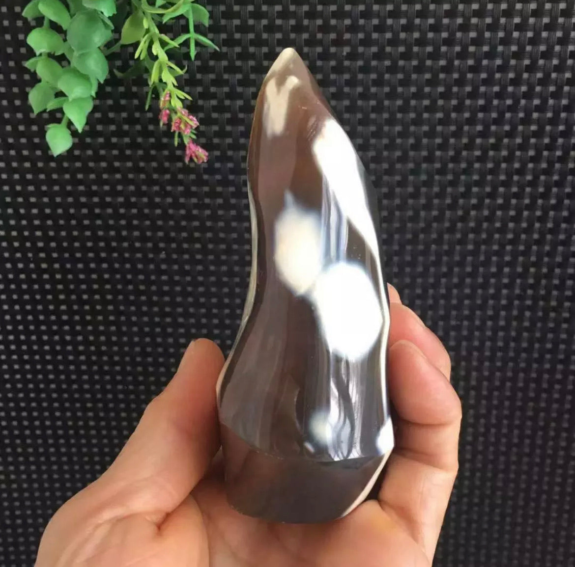 Natural Orca Agate gemstone carved Flame