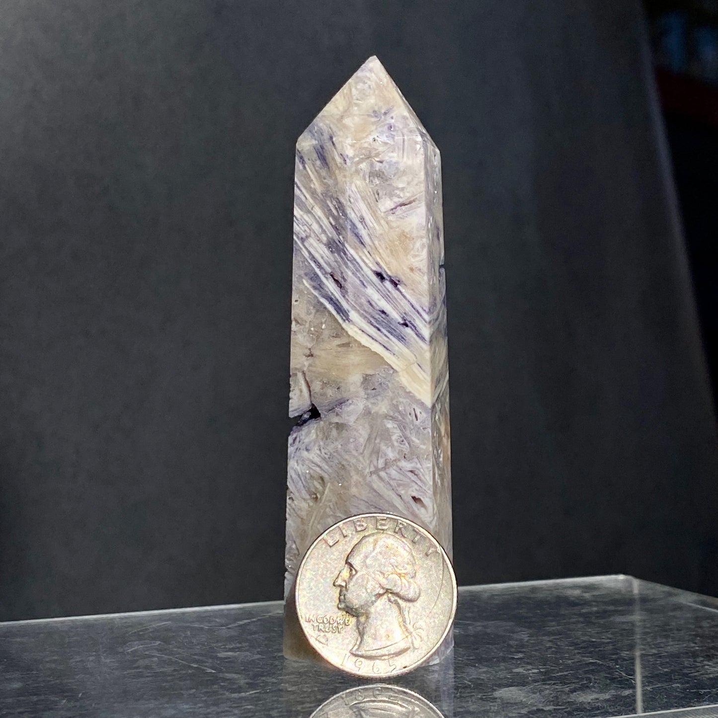 Natural Tiffany Stone crystal towerpoint wand