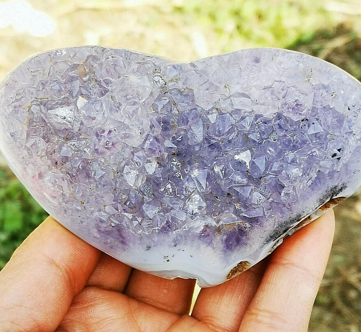 Natural purple agate gemstone Heart