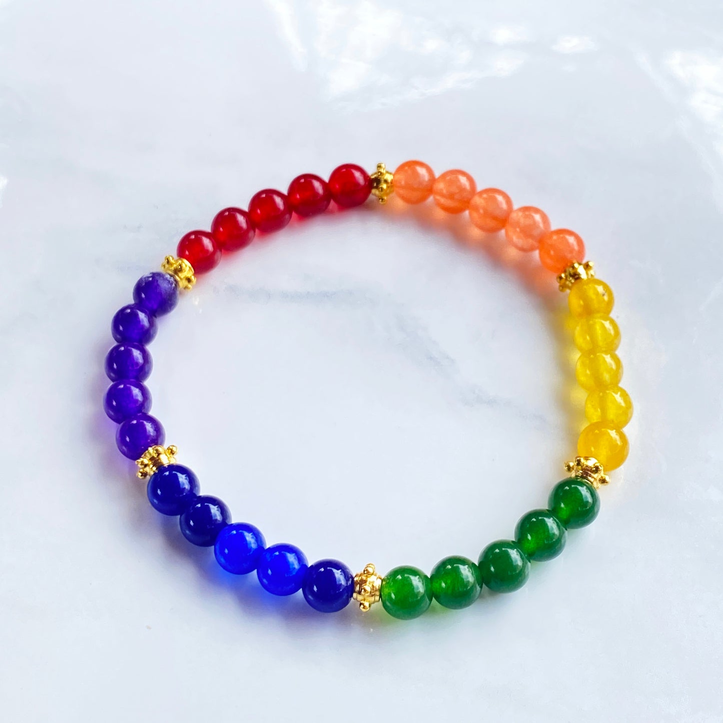 Rainbow of Jade gemstone Pride Bracelet