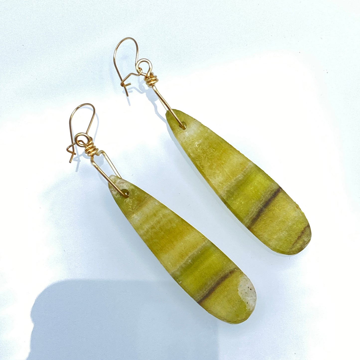 Yellow Fluorite gemstone Drop Earrings