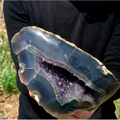 Natural Amethyst gemstone geode crystal cluster