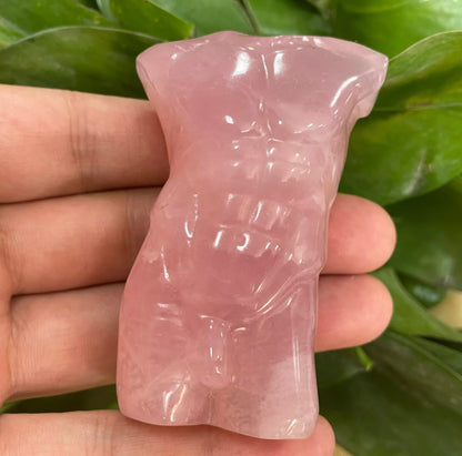 Genuine Natural pink rose quartz male model carved crystal