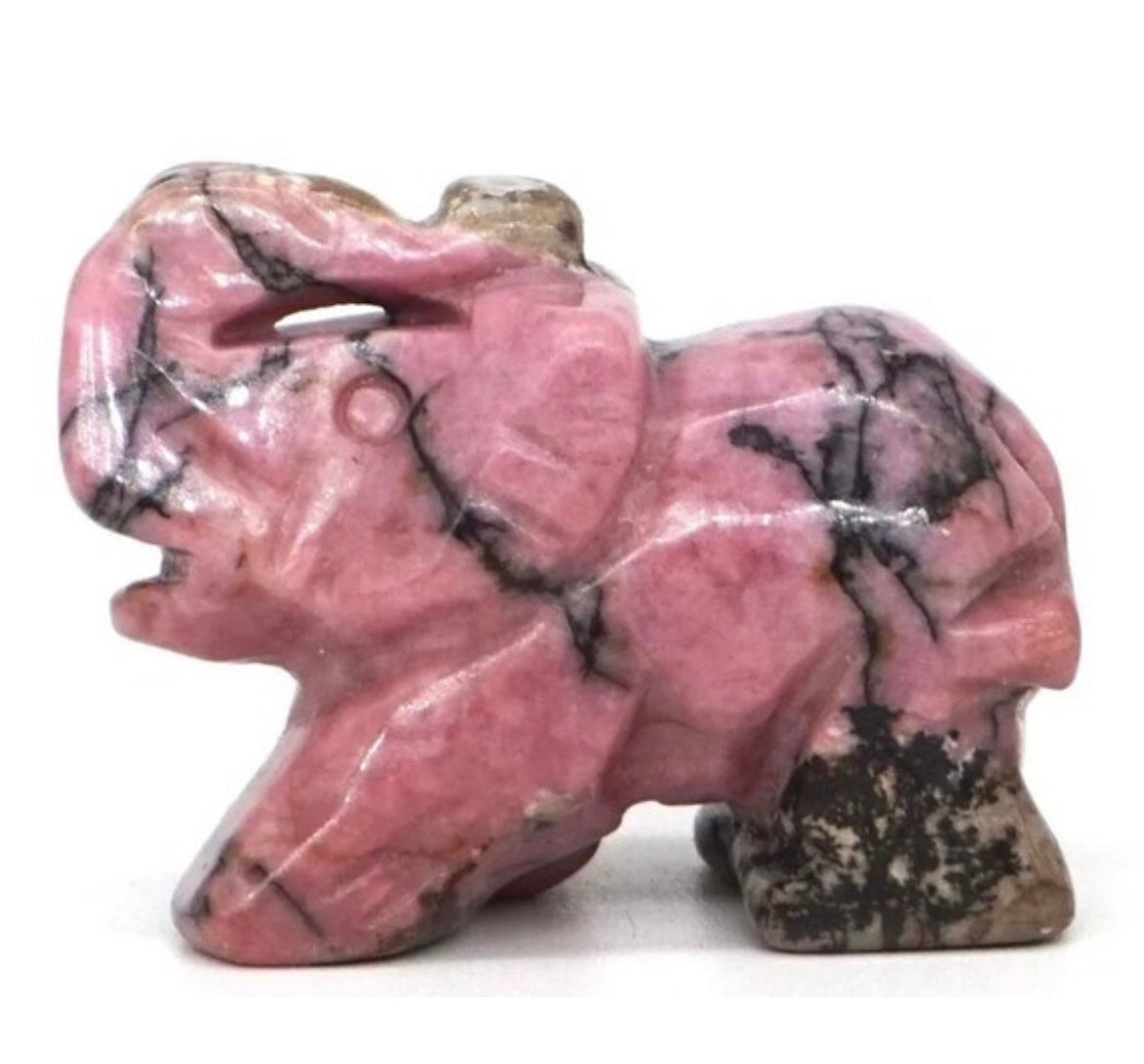 Natural Rhodonite Elephant gemstone crystal Figurine