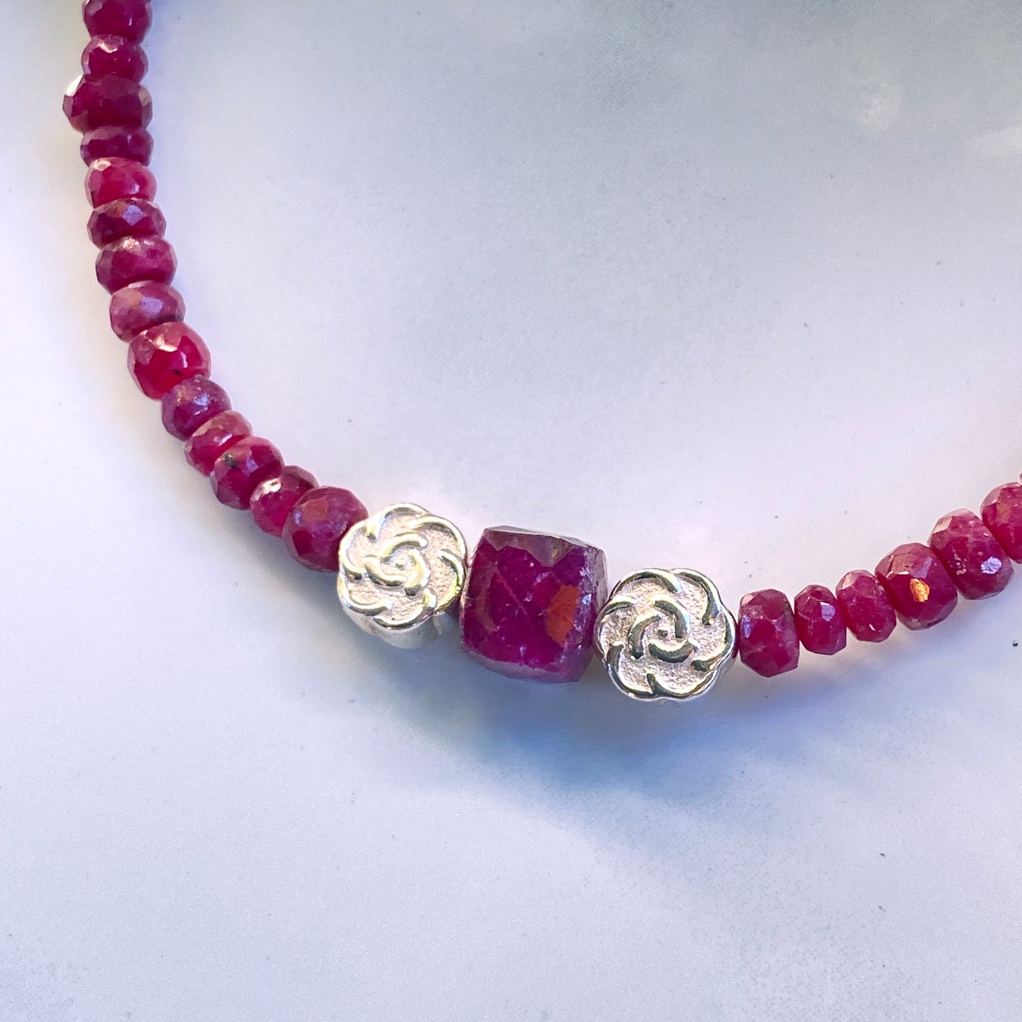 Rubies galore silver clasp bracelet