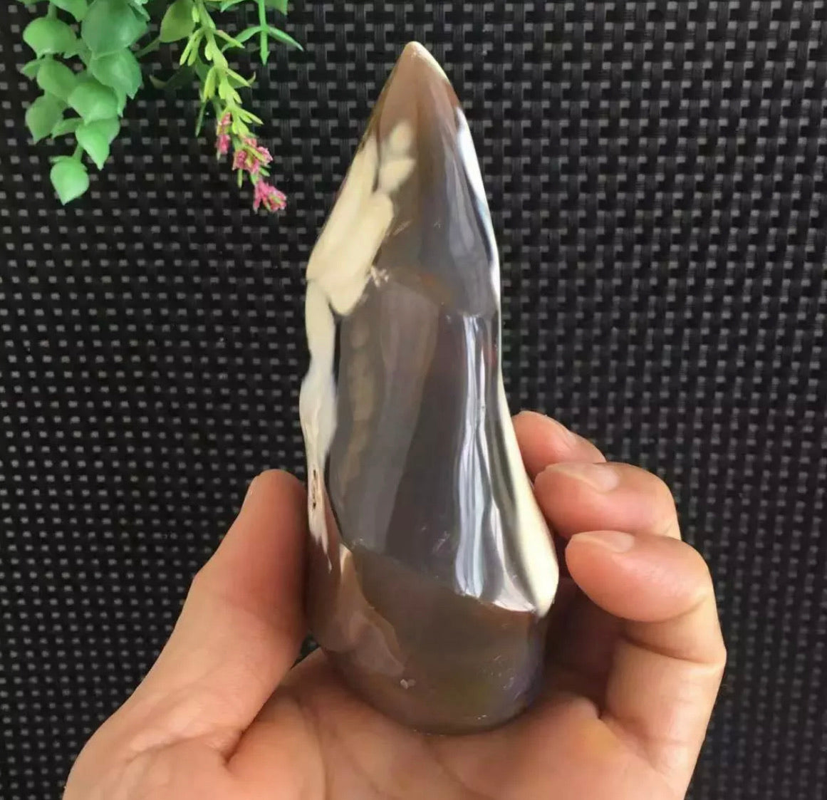 Natural Orca Agate gemstone carved Flame