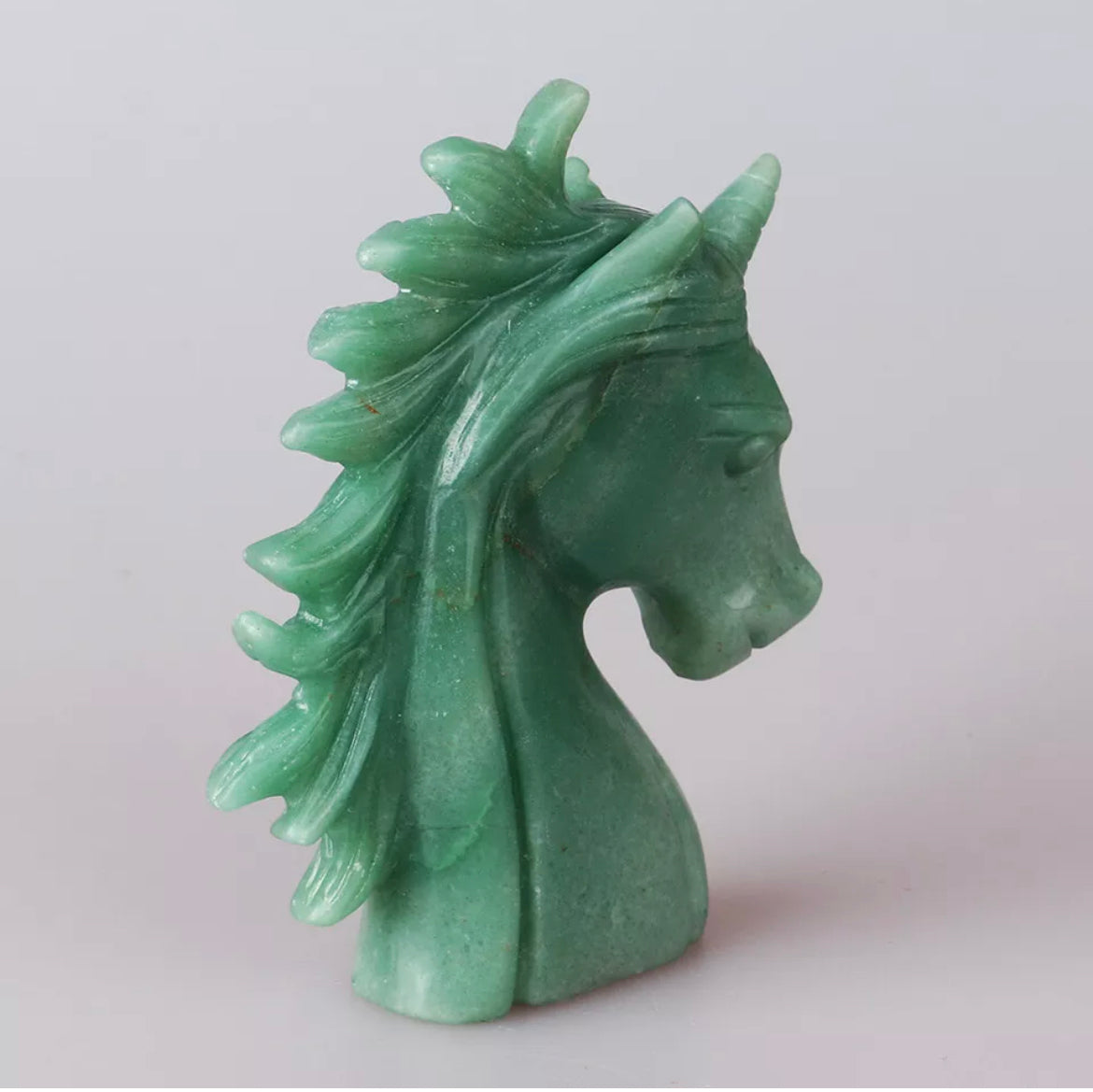 Natural Green Aventurine Unicorn Head