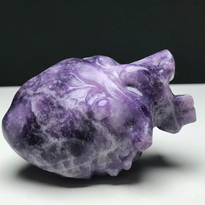 Natural lepidolite aka lilac stone Crystal Mineral Specimen. Hand-carved.Exquisite Heart organ gemstone semiprecious