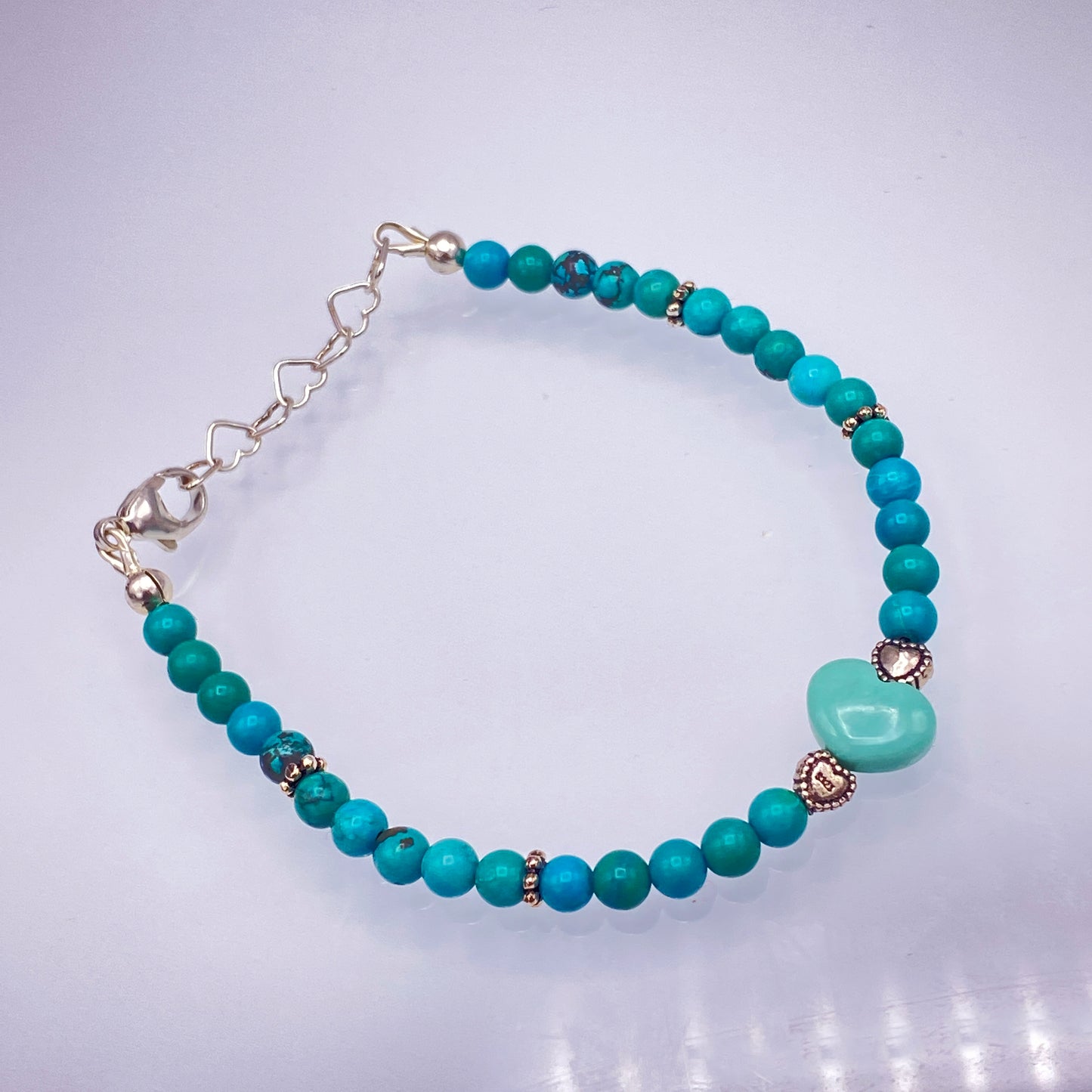 Turquoise Heart and sterling silver bracelet