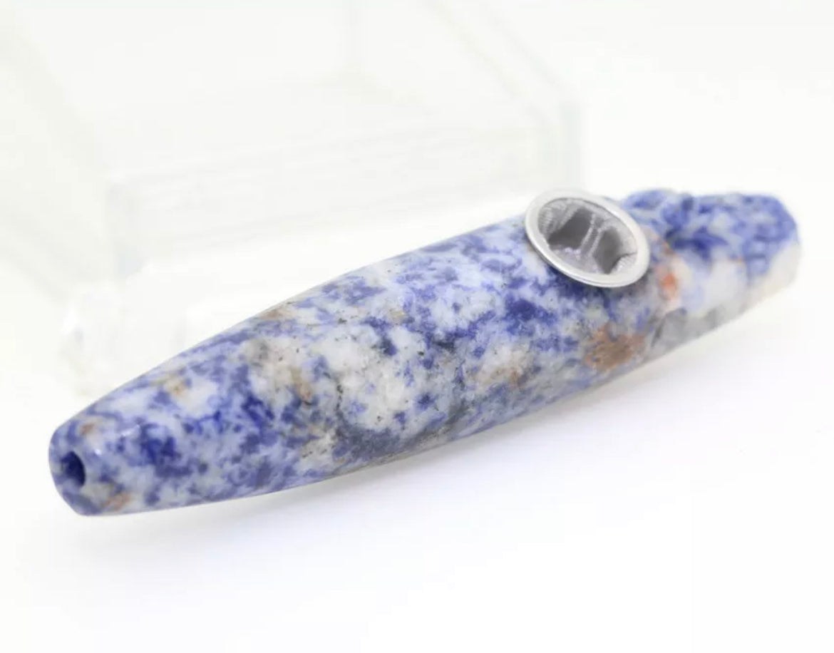 Natural Blue Spot Jasper Pipe 420