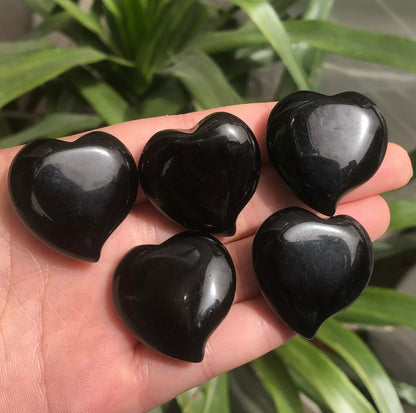 Natural Black Obsidian Hearts