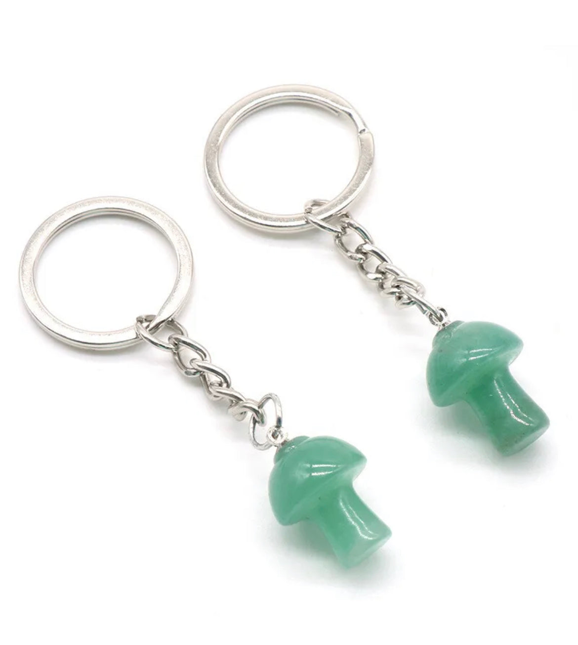 Green Aventurine Mushroom Keychain