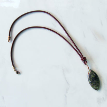 Dragon’s Blood Jasper gemstone on Leather Necklace