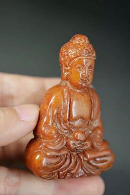 Natural Brownish Red Jade Buddha Figurine