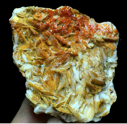 Translucent Wine Red Vanadinite & Flake Dolomite Crystal Mineral Specimen