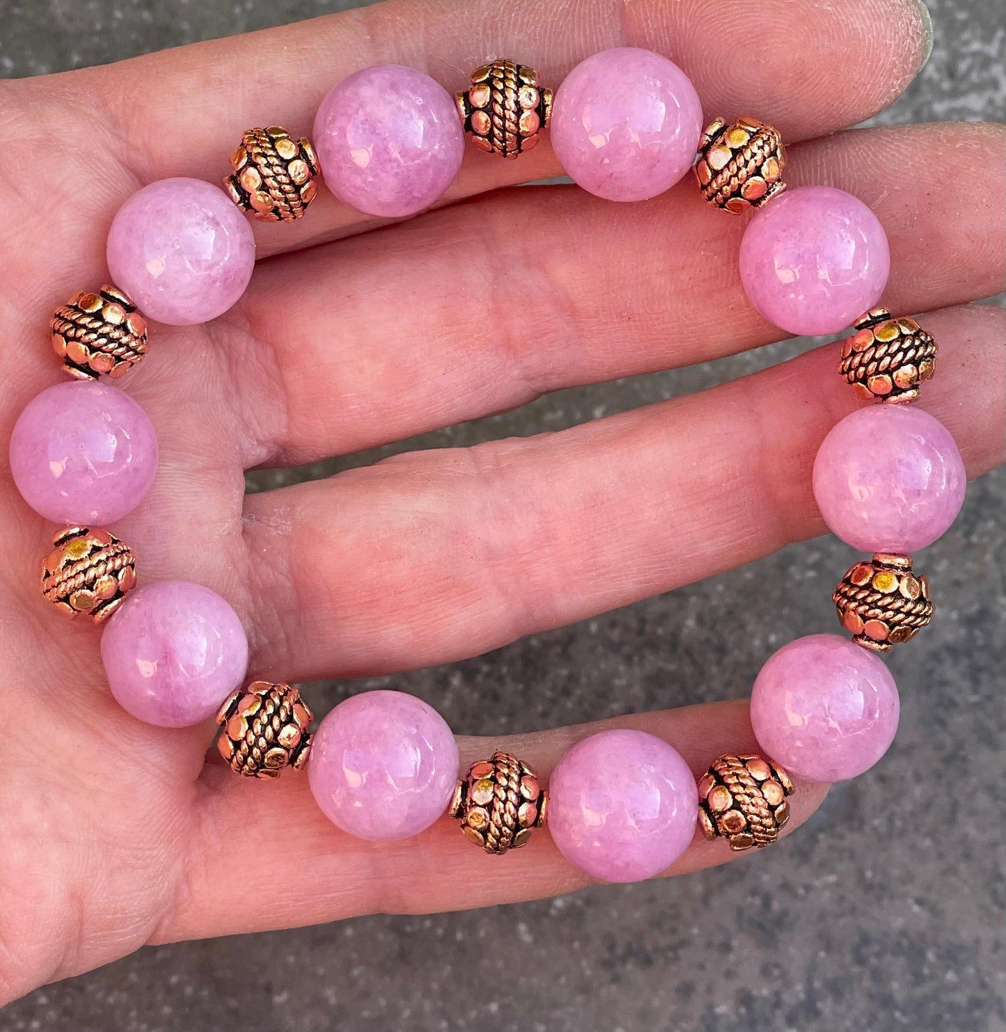 Kunzite gemstone and Copper Bracelet