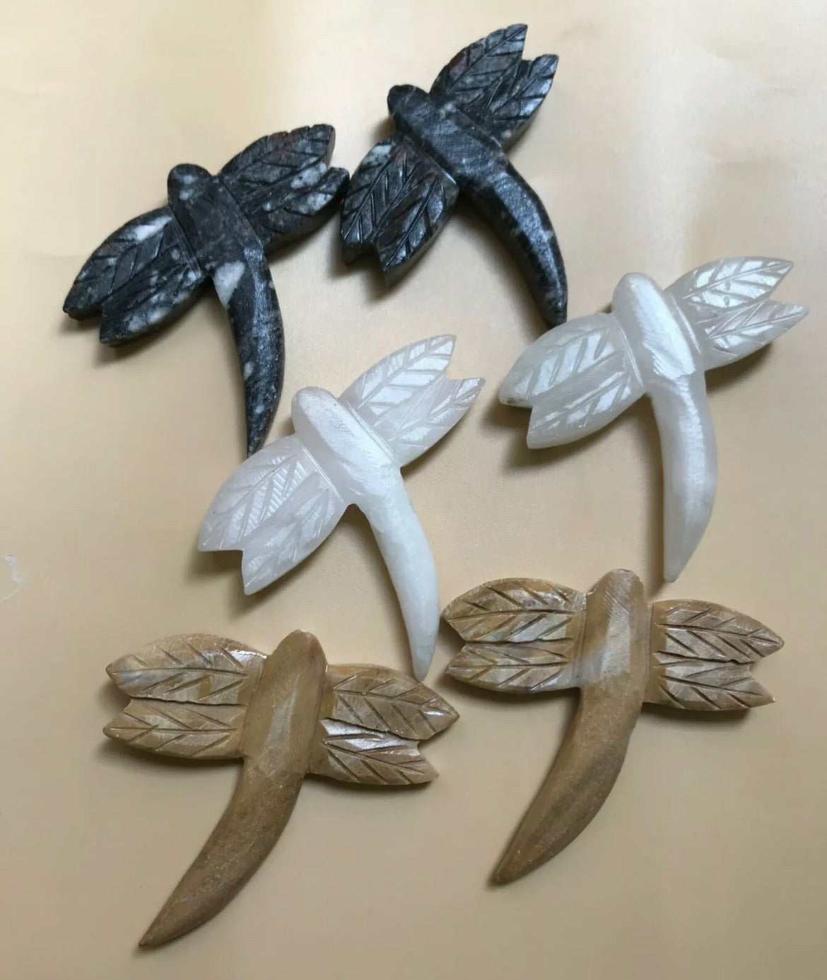 Gemstone Carved Dragon Flies